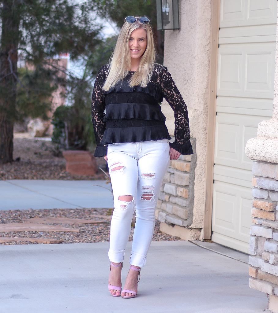 Lace Sleeves and White Denim