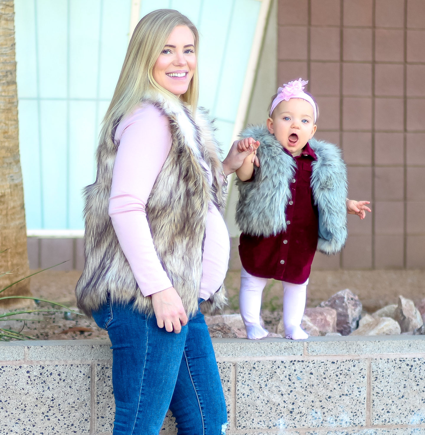 Matching Mommy and Me Faux Fur Vests 