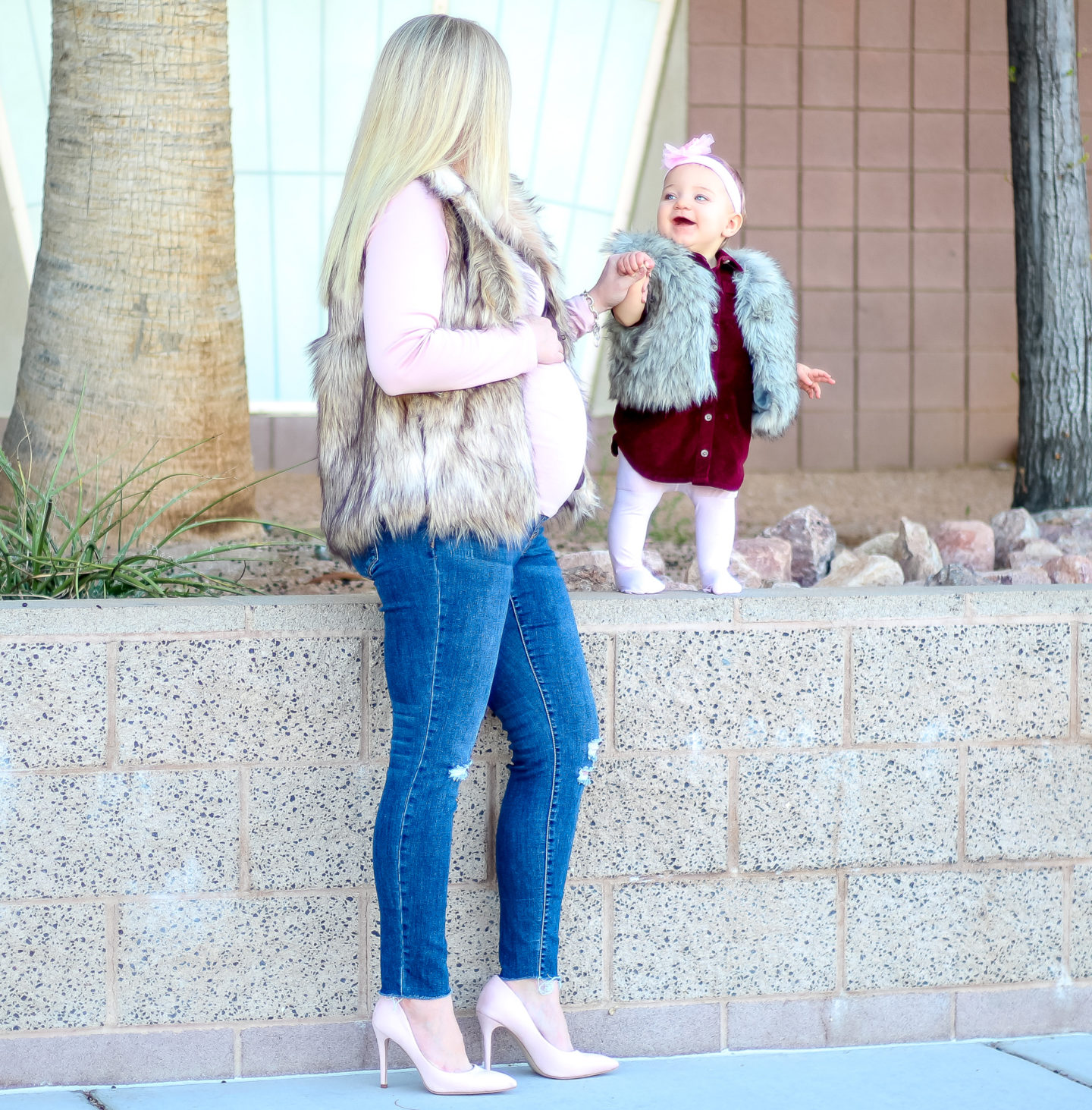 Matching Mommy and Me Faux Fur Vests
